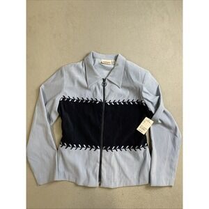 Worthington Jacket Women's Size 12 Full Zip Jacket With Shoulder Pads Blue NWT